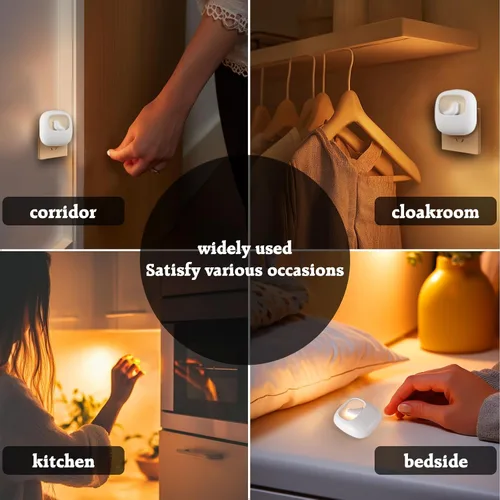 Miniatura 2 de VAVOFO Luz nocturna LED con sensor automático, paquete de 4, 2900-3200K blanco cálido, bonito diseño de pájaro, lámpara de noche de pared