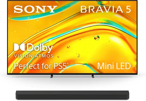 Sony BRAVIA 5 TV inteligente Mini LED 4K de 55 pulgadas (K-55XR50) y barra de sonido BRAVIA Theater Bar 8 de 11 altavoces con Dolby Atmos