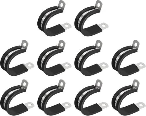 Miniatura 17 de uxcell Abrazadera de cable de 1/2 pulgada (0.472 in) de acero inoxidable 304 Abrazadera aislada acolchada de goma de acero inoxidable en forma de R