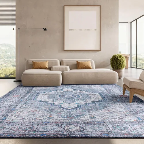 Miniatura 18 de SAFAVIEH Tucson Collection - Alfombra lavable de 2 pies 6 pulgadas x 8 pies, beige y verde, antideslizante y fácil de limpiar, ideal para pasillo