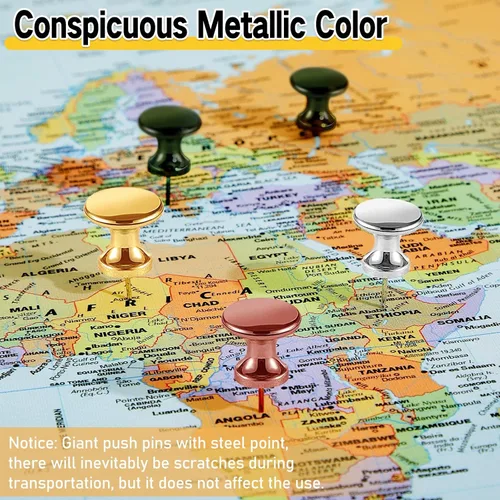 Miniatura 3 de Outus 100 piezas chinchetas gigantes tachuelas grandes con cabezas de plástico de 1 pulgada chinchetas jumbo para tablero de corcho mapas pósteres