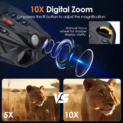 Miniatura 4 de Binoculares de visión nocturna, gafas de visión nocturna 4K para adultos con 7 niveles de IR, batería recargable de 5000 mAh, tarjeta TF de 32 GB