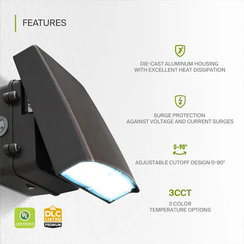 Miniatura 4 de ASD Paquete de luz LED de pared de 12 W, fotocélula de corte ajustable, iluminación exterior del atardecer al amanecer, 3000 K/4000 K/5000 K