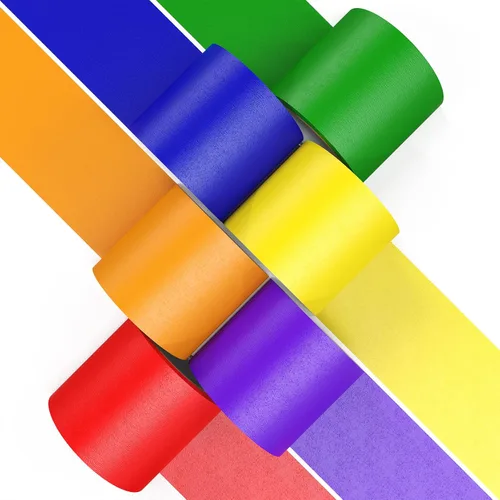 CHIYUNS Cinta adhesiva de colores gruesa, cinta de pintores de color para niños, 6 rollos de 2 pulgadas de ancho x 10 yardas cada uno, cintas de
