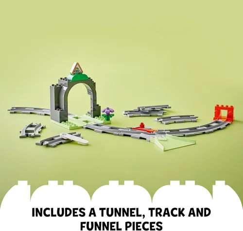 Miniatura 4 de LEGO DUPLO 10425 - Juego de expansión de túnel y pistas de tren de la ciudad Town, 10 piezas adicionales de vías de tren, juego de tren