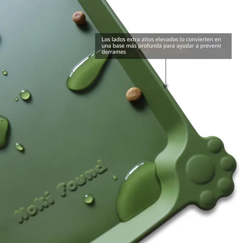 Miniatura 2 de Hoki Found - Tapete de silicona para comida de mascotas, mantel individual para comedero de perros y gatos, impermeable, color verde oliva oscuro
