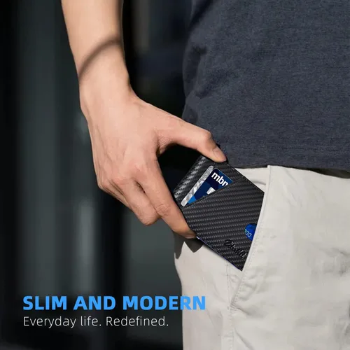 Miniatura 6 de Zitahli - Billeteras delgadas RFID para hombres, billetera de cuero flexible con clip de dinero, cartera minimalista con bolsillo frontal