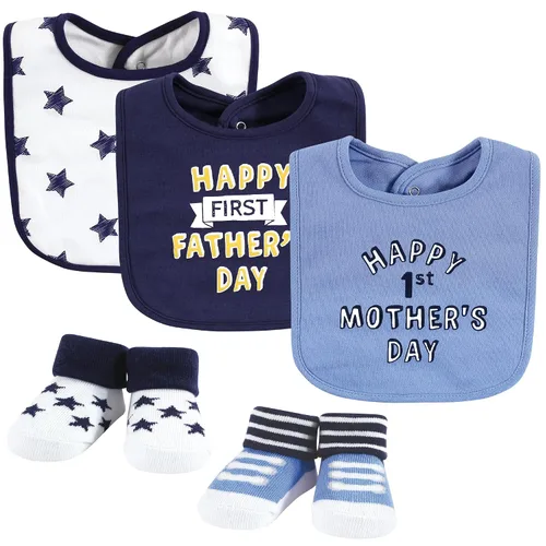 Miniatura 4 de Hudson Baby Conjunto de babero y calcetines unisex de algodón para bebé, Tamaño único Chica Calabaza