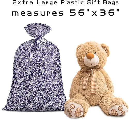 Miniatura 3 de Loveinside Bolsa de Regalo de Plástico Grande Jumbo, Bolsa de Plástico de Diseño Floral con Etiqueta y Lazo para Cumpleaños, Día de la Madre, Boda