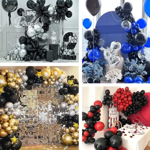 Miniatura 7 de FOTIOMRG Globos negros de 12 pulgadas, paquete de 100 globos de látex negros para cumpleaños, graduación, Halloween, baby shower, día del padre