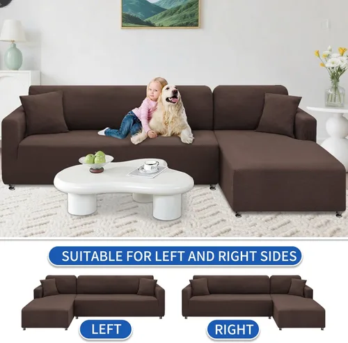 Miniatura 3 de XINEAGE Funda de sofá modular de alta elasticidad en forma de L, 2 piezas antideslizante con protector de muebles con 2 fundas de almohada