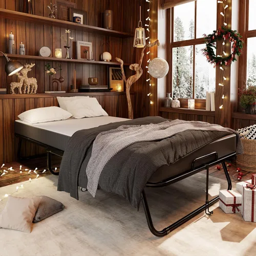 Miniatura 2 de Bonusall Cama plegable con colchón, cama plegable con ruedas tamaño catre de 75" x 31", espuma viscoelástica de 5" de grosor, camas que ahorran