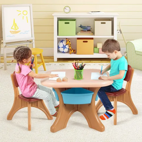 Miniatura 3 de Costzon, juego de mesa y 2 sillas para niños, para arte con cubos de almacenamiento desmontables, fuerte capacidad de carga, livianos, muebles
