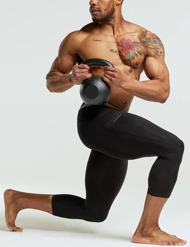 Miniatura 6 de TSLA Pantalones de compresión 34 para hombre, mallas de entrenamiento para correr, leggings atléticos capri de secado fresco, capa base de yoga