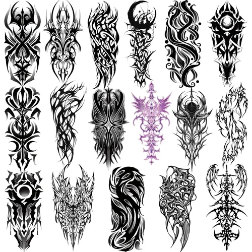 Miniatura 7 de 52 piezas de tatuajes temporales para niños de brazo completo con castillo, mariposa, gato, camión, dinosaurio, cohete, planeta, lindo animal