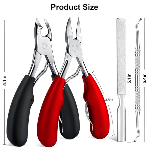 Miniatura 2 de Cortaúñas para uñas gruesas, cortaúñas de los pies, uñas encarnadas, podólogo profesional, resistente, hoja curva afilada, mango largo más ligero