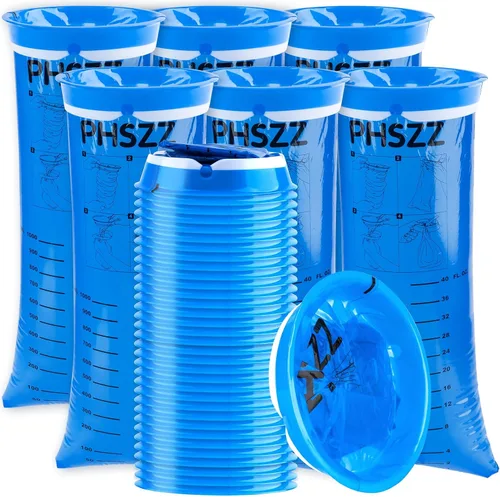 Paquete de 40 bolsas de vómito desechables, resistentes a fugas, bolsa portátil azul para vómitos, 33.8 fl oz Emesis Vomit, vómito para vómito, para