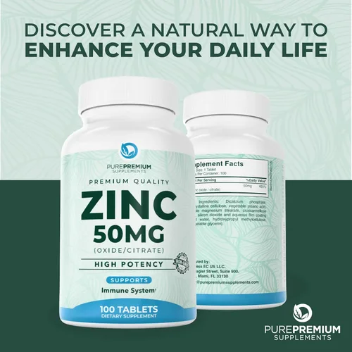 Miniatura 8 de PurePremium Zinc 50mg – Suplementos de zinc de apoyo inmunológico para hombres y mujeres – Vitamina citrato de zinc / óxido para adultos
