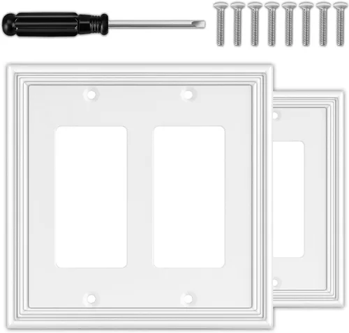 Miniatura 10 de Cubiertas de interruptor de luz blancas decorativas de un solo espacio en blanco para placas de pared, cubiertas de enchufe de placas de interruptor