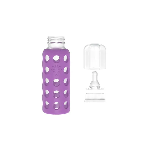 Miniatura 2 de Lifefactory 9-Ounce BPA-Free Glass Baby Bottle with Protective Silicone Sleeve and Stage 2 Nipple, Grape