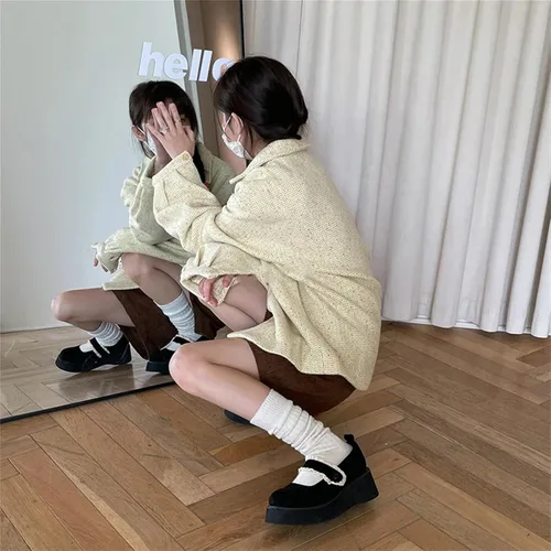 Miniatura 6 de TRENIS Socks AutumnWinter Thickened Coffee Colored Stacked Socks Knee Length Socks Double Needle Socks