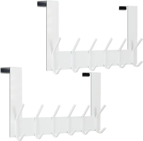 Miniatura 11 de WEBI - Perchero de 6 ganchos para abrigos, para colgar sobre la puerta, ideal para colgar toallas, ropa y abrigos en la puerta del baño Blanco