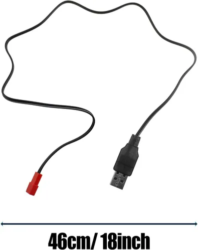 Miniatura 6 de 3 unids negro USB cable de carga JST enchufe 3.7 V USB cargador de batería de litio para RC aviones helicóptero juguete accesorio