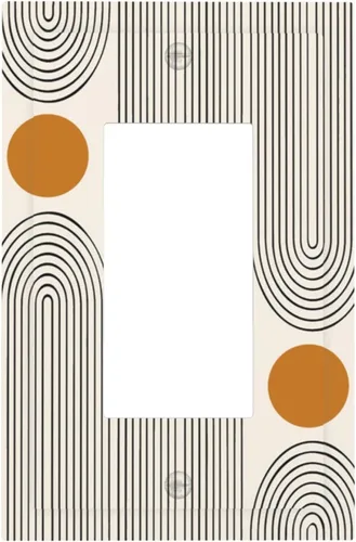 Miniatura 2 de Placa Decorativa de Pared Beige Boho de Mediados de Siglo Sol Abstracto 1-Gang Retro Años 70 Arte Geométrico Moderno con Arco Eléctrico Interruptor