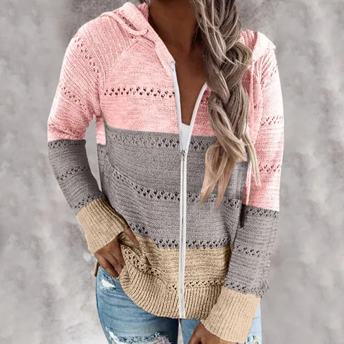 Miniatura 2 de SNKSDGM Sudaderas ligeras de gran tamaño con cremallera completa para mujer, cómodas, cuello alto, túnica de moda con capucha
