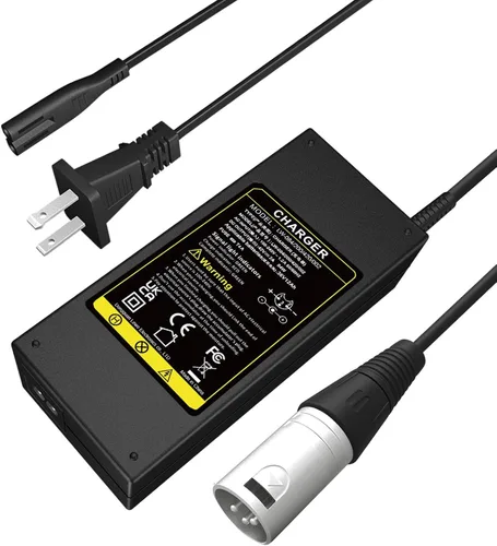 Futurebatt Cargador de batería de bicicleta eléctrica Salida 42v 2a con conector XLR de 3 pines macho para 36 V Ebike adaptador de batería Cable de