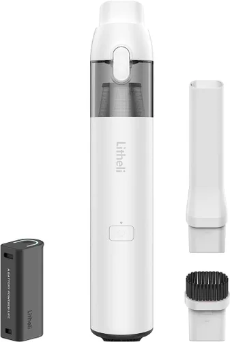 LiTHELi Aspiradora de mano inalámbrica, potencia de succión de 10000 Pa con batería recargable en U, ultra ligera, mini aspiradora de coche Negro