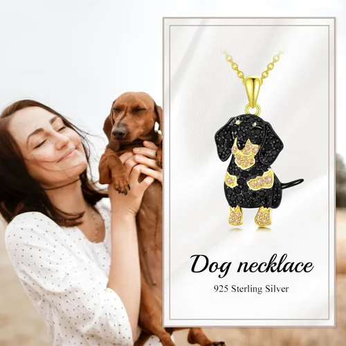 Miniatura 97 de Collares con colgante de perro de plata de ley S925 – 24 razas corgi/husky/labrador/pastor para mujer