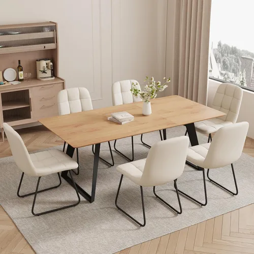 Miniatura 15 de ZckyCine Mesa de Comedor Moderna de Mediados de Siglo y Sillas para 4 Rectangular de Madera Expandible que Ahorra Espacio Multifuncional Marrón