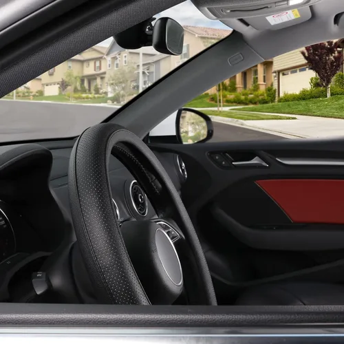 Miniatura 6 de SEG Direct Funda para volante de automóvil negra de tamaño pequeño de 14-14.25 pulgadas (35.5-36 cm), para Prius Civic Modelo 3 Modelo Y Camaro