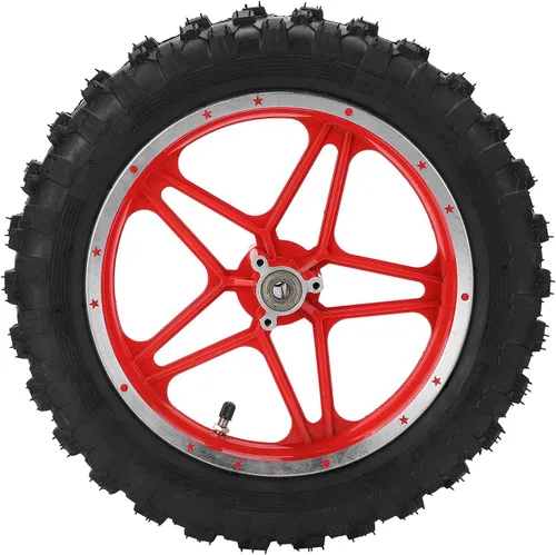 Rueda trasera, neumático de goma Qiilu de 2.5 a 10 pulgadas, metal antideslizante + goma de repuesto para mini moto todoterreno de 47 cc, 49 cc, 2