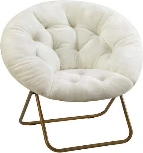 Miniatura 15 de Sweetcrispy Silla Cómoda para Adultos, Silla Plegable para Sala de Estar, Sillón Suave de Pelo Sintético para Dormitorio, Silla de Lectura Cómoda