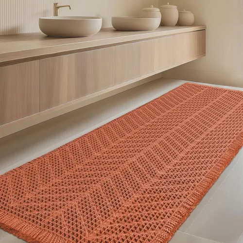 Miniatura 37 de Tapete de baño con diseño de gofre, moderno, bohemio, absorbente, antideslizante, ultrasuave, lavable a máquina, con letra de baño, dormitorio