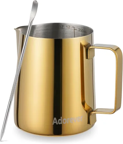 Miniatura 22 de Jarra espumadora de leche, 600ml/20oz, jarra de vapor de acero inoxidable para café con leche, capuchino, latte, arte, barista, jarra de vapor con D