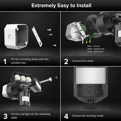 Miniatura 6 de SANSI Luces Exteriores con Sensor de Movimiento de 28W 3500LM, Reflectores Exteriores con Sensor de Movimiento, Luces de Seguridad Detector con 4