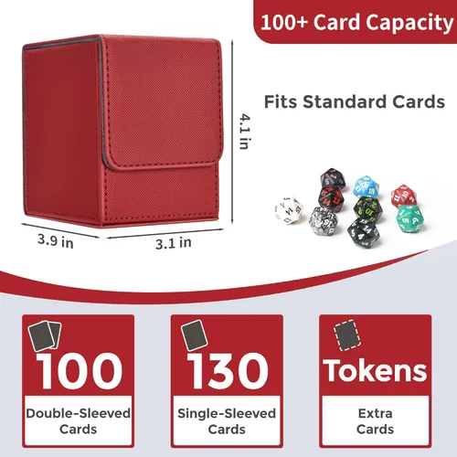 Miniatura 2 de MTG - Caja de cubierta con 2 divisores, caja de gran capacidad para más de 100 tarjetas de doble manga, funda de piel sintética compatible con Magic