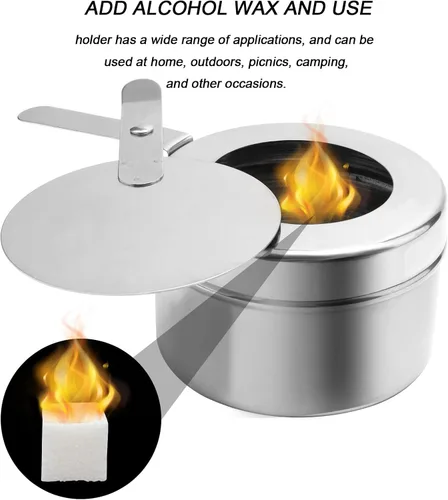 Miniatura 3 de MOUYAT 6 soportes de combustible para rozar con tapa, acero inoxidable para mechas de combustible, esterno, soporte de calor enlatado