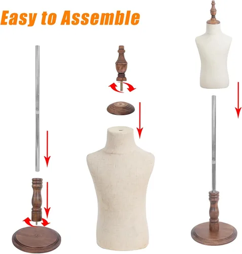 Miniatura 4 de Maniquí para Vestir de Niño, Forma de Cuerpo para Muñecos, Formas de Busto para Muñecos para Niños, Maniki para Niño Pequeño Niña, 8-9 Años, Marrón