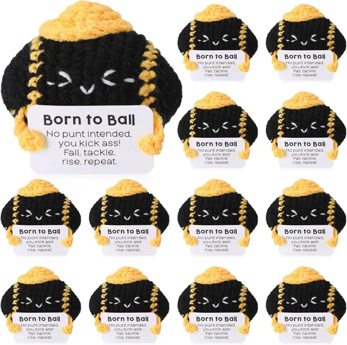 Miniatura 9 de 12 piezas de ganchillo para fiestas de tenis, pelota de tenis pequeña positiva a granel con tarjetas, regalos de equipo hechos a mano para mujeres