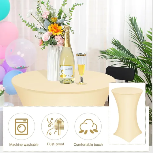 Miniatura 4 de Tegeme Paquete de 8 manteles redondos de elastano de 32 x 43 pulgadas, mantel cuadrado elástico ajustable para mesa, boda, pub, bar, banquete