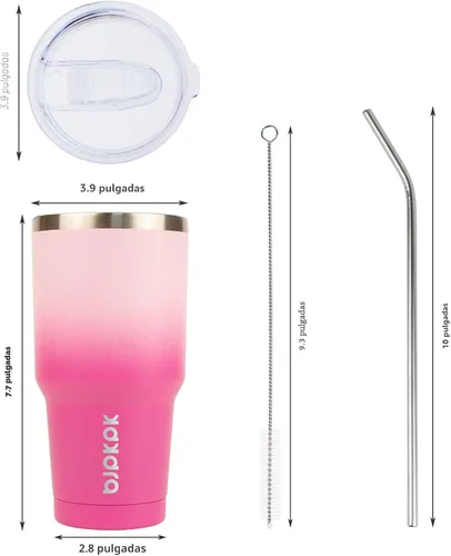Miniatura 4 de BJPKPK Vaso de 30 onzas con tapa y pajilla, taza de café de viaje, flor de cerezo A-Cherry Blossom-30oz