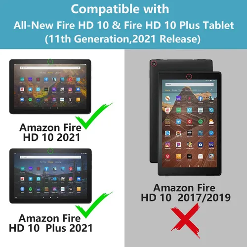 Miniatura 2 de Funda para tablet Fire HD 10/Fire HD 10 Plus de 10.1 pulgadas (11ª generación, lanzada en 2021) – Funda delgada de piel sintética con soporte