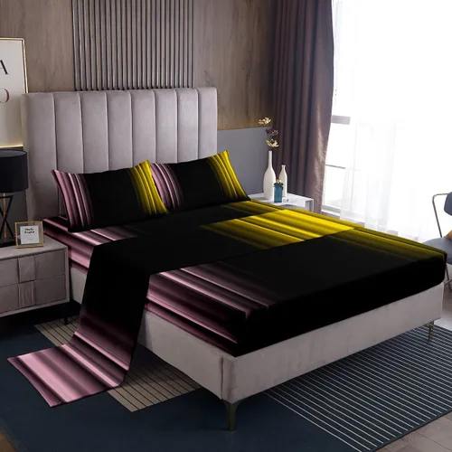 Miniatura 42 de Feelyou Juego de sábanas decorativas con ombre abstracto para niños y adolescentes, juego de sábanas rojas y negras de moda para dormitorio de niñas