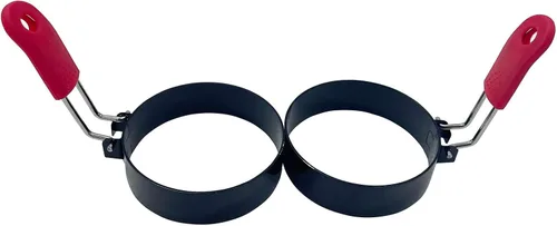 Miniatura 8 de 2 anillos de huevo, molde redondo de acero inoxidable de 3 pulgadas para magdalenas inglesas, molde antiadherente para panqueques con cepillo