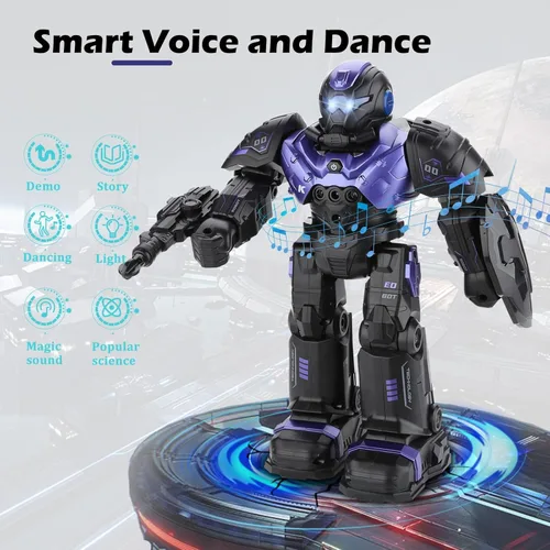 Miniatura 4 de Robot de juguete RC para niños de 3, 4, 5, 6, 7, 8, robot programable inteligente con detección de gestos, robot de control remoto para niños y Negro