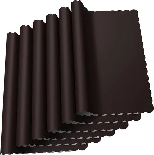 Miniatura 2 de Manteles individuales de papel, desechables, borde festoneado (50, negro)